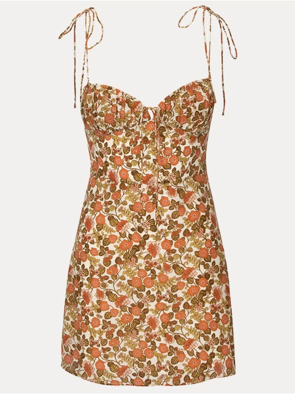 Réalisation Par Devon Floral Silk Mini Dress Size S Vintage 70s Tie Strap